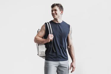 Nobull Lightweight Sleeveless Men's T Shirts Navy | Australia (EA9237)